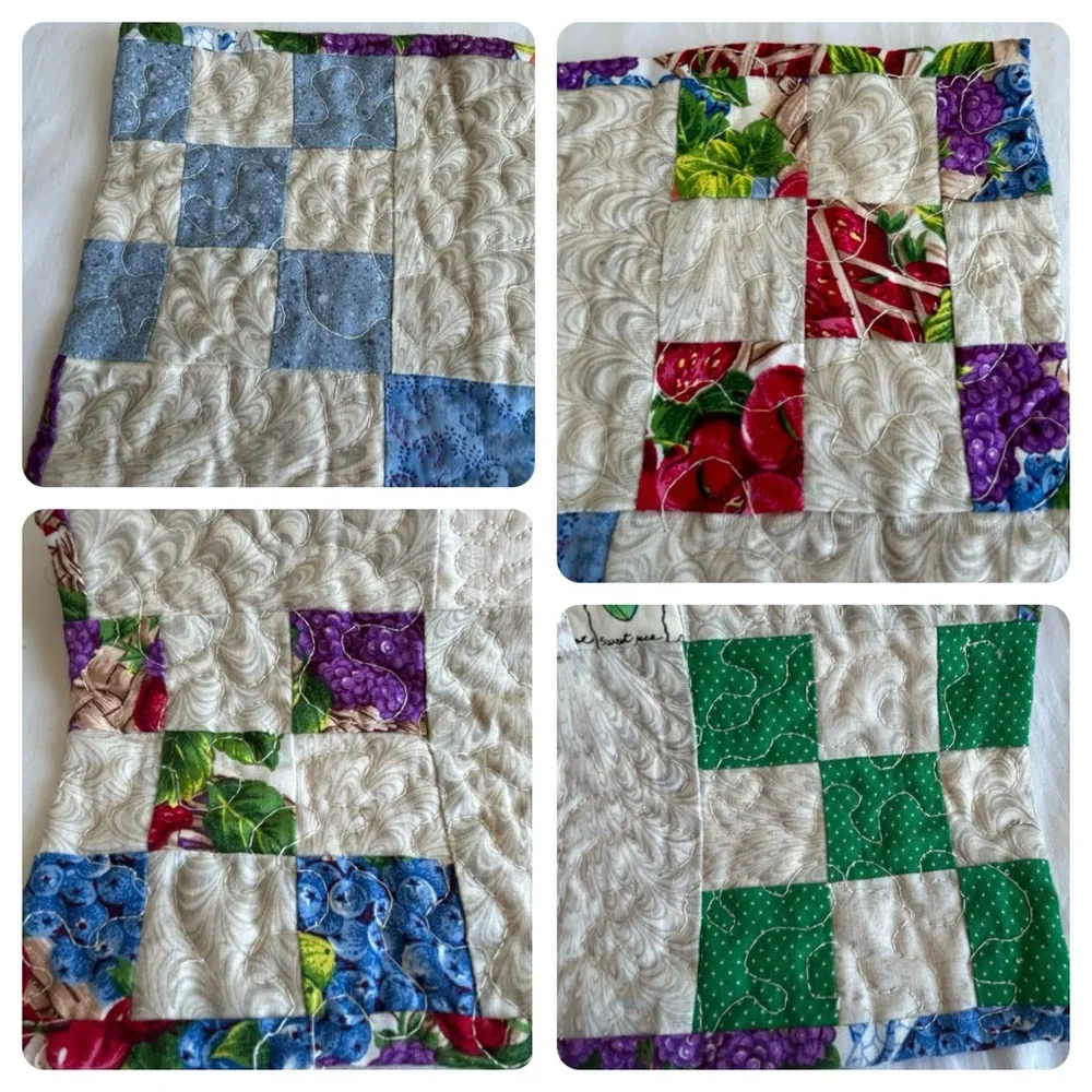 Quilted Wall Hanging Button Flower Basket Design